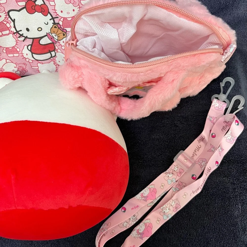 Hello Kitty Squish-mellow / My Melody Plush Bag / Hello Kitty Storage Bag NWT